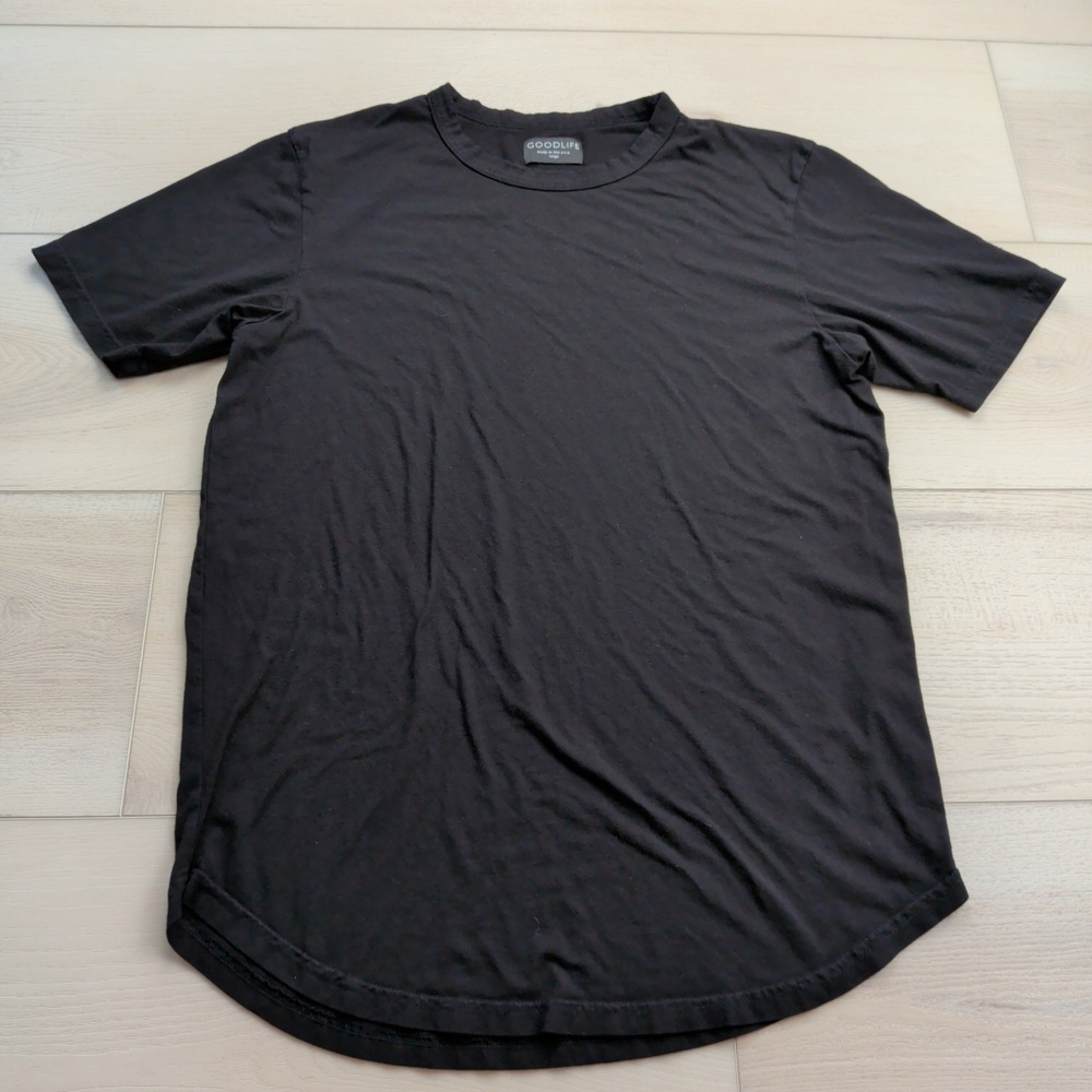 Goodlife T-Shirt Mens L Supima MicroModal Curve Hem Crew Neck Black Made in USA